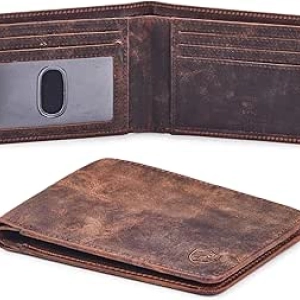 Portefeuille Homme Bifold Cuir Véritable RFID Ultra Slim Cognac