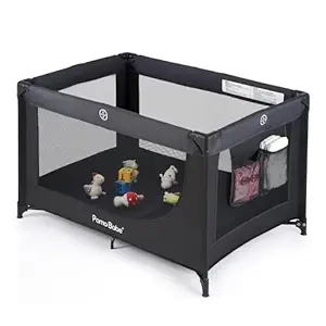 Parc bébé portable Pamo Babe avec matelas - Noir