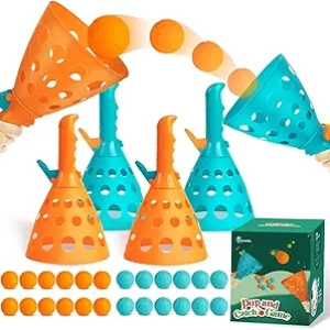 Jeu Pop and Catch Ball Game - 24 balles et 4 lanceurs pour enfants 4-12 ans