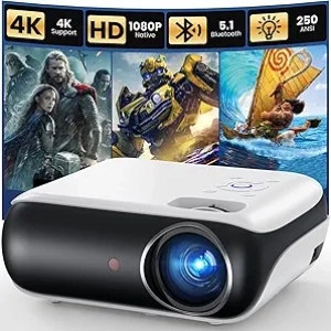 Projecteur Portable HAPPRUN 1080P Full HD Bluetooth - Mini Vidéoprojecteur