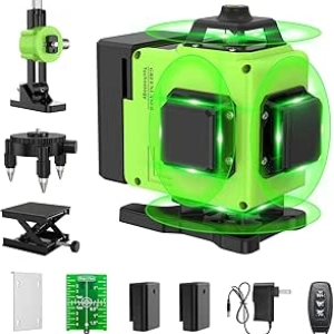 Niveau Laser 16 Lignes 360° Vert Auto-Nivelant 4D avec Télécommande