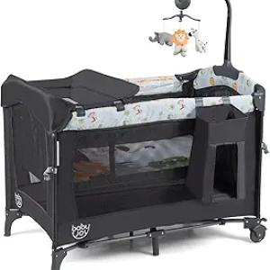 Lit Cododo 4-en-1 BABY JOY : Berceau, Table à Langer et Parc Pliant