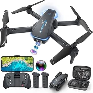 Drone 1080P Pliable pour Débutants - Caméra FPV, 2 Batteries, Commande Vocale