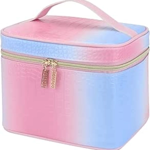 Trousse de Toilette Femme Imperméable - Sac Maquillage Voyage Bleu Rose