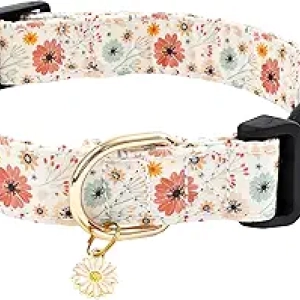 Collier Chien Fleur Coton Designer - Ajustable Petit Moyen Grand Chien