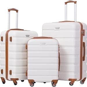Ensemble Valises Coolife 3 Pièces - Trolley Rigide Léger avec Serrure TSA