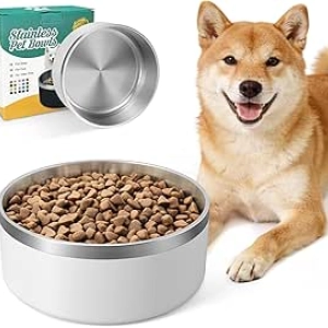 Gamelle Chien Inox 40 oz - Bol Double Paroi Antidérapant pour Chiens de Moyenne et Grande Taille