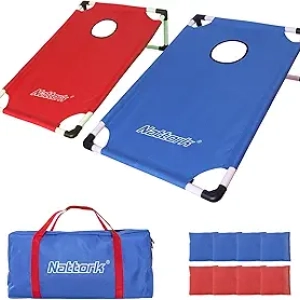 Jeu de Cornhole Portable - 2 Plateaux + 8 Sacs + Housse de Transport