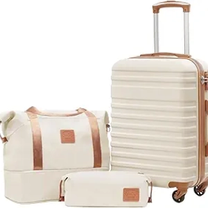 Ensemble de Bagages COOLIFE 3 Pièces - Valise Cabine 20" + Sac Polochon + Trousse