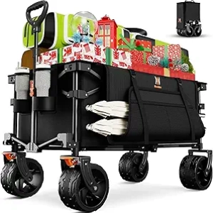 Chariot de Plage Pliable Navatiee - Gros Roues Tout-Terrain Robuste