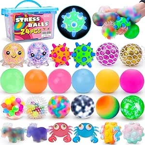 24 Balles Anti-Stress Squishy - Jouets Relaxants pour Adultes