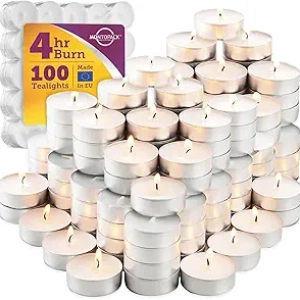 100 Bougies Chauffe-plat Sans Parfum - 4h Combustion, Inodores & Sans Gouttes