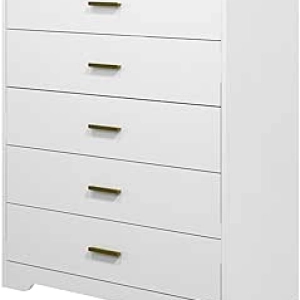 Commode 5 tiroirs blanche - Meuble de rangement chambre design