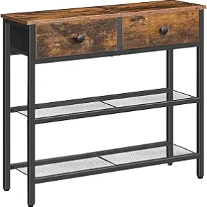 Console Table Étroite HOOBRO 29.5" - Table d'Entrée avec 2 Tiroirs et 3 Étagères