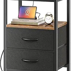 Table de nuit avec station de recharge USB et prise électrique