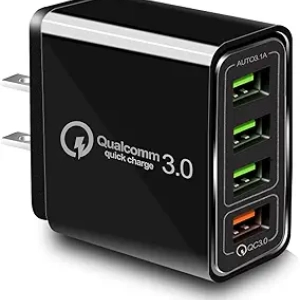 Chargeur USB Rapide 40W QC3.0 - 4 Ports avec Lumière LED