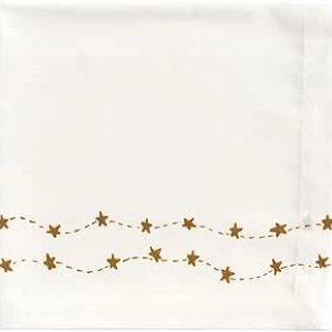 Serviettes Noël Rustic Stars - Set de 4 Coton 18x18 cm | Décor Table Ferme Chic