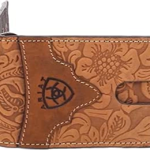Portefeuille Ariat Cuir Véritable Homme - Porte-Monnaie Minimaliste avec Pince à Billets