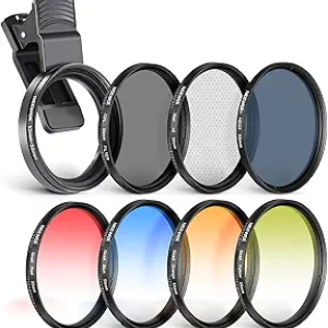 Filtre ND/CPL 55mm pour Smartphone et Appareil Photo - Kit Complet 8 Filtres