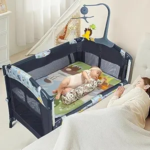 Lit bébé 5-en-1 multifonction avec parc pliant et table à langer