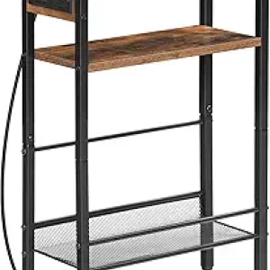 Petite Table de Chevet HOOBRO avec Station de Charge USB - Marron Rustique