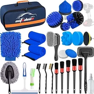 Kit Détailing Auto 27 Pièces - Brosses Nettoyage Voiture Professionnel