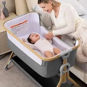 Lit bébé cododo Larex - Bassinet 5 hauteurs réglables avec filet anti-moustiques