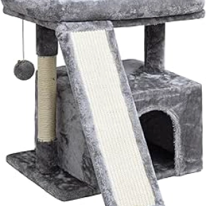Arbre à Chat Gris Compact - Tour de Griffage avec Perchoir pour Chaton