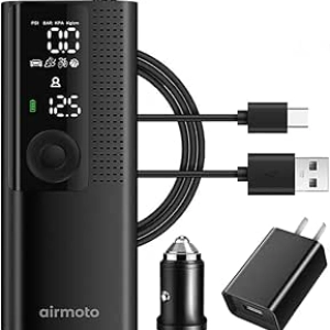 Compresseur d'Air Portable Airmoto + Power Kit - Gonfleur Pneu Voiture Rechargeable