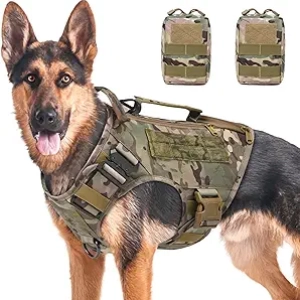 Harnais Tactique No Pull pour Chien Moyen et Grand - Gilet Militaire avec Poches
