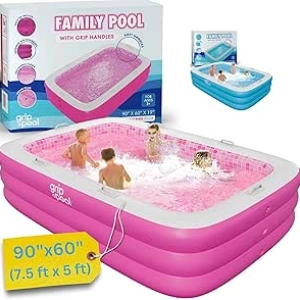 Piscine Gonflable 7.5'x5' avec Fond Rembourré - Famille et Enfants