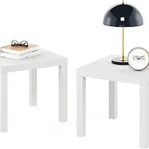 Table d'Appoint Carrée Furinno Classic Homey - Set de 2, Blanc