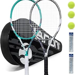 Set Tennis 2 Raquettes 27 Pouces Pré-Cordées + Balles et Accessoires