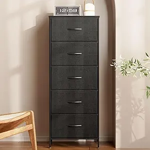 Commode 5 Tiroirs AODK 48" - Rangement Chambre Design Moderne Noir