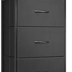 Petite Commode 3 Tiroirs Noir - Chevet Chambre & Table Basse Salon
