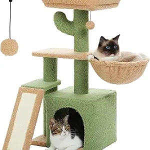 Arbre à Chat Cactus 32'' - Tour Chat Compact avec Hamac et Griffoir Sisal