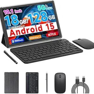 Tablette Android 15 COOPERS 10 pouces - 18GB RAM 128GB + 2TB, Clavier inclus