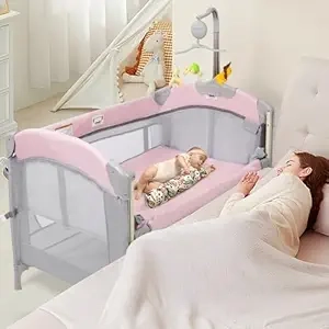 Lit bébé 5-en-1 Rose SIMPLGIRL - Parc Pliable Cododo Portable
