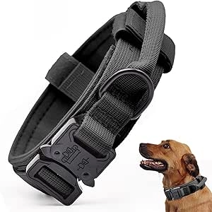 Collier de dressage tactique réglable pour chien - Nylon militaire avec poignée de contrôle