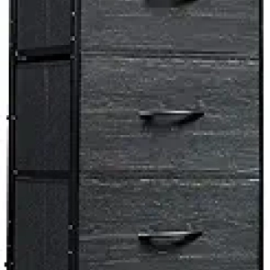 Commode 5 tiroirs WLIVE - Meuble rangement chambre design noir