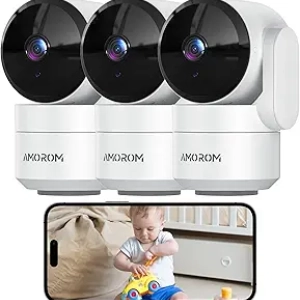 Caméra de Surveillance 360° WiFi pour Maison et Animaux - Pack de 3