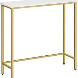 Console Table Étroite 29,5" HOOBRO - Table d'Entrée Blanc et Or