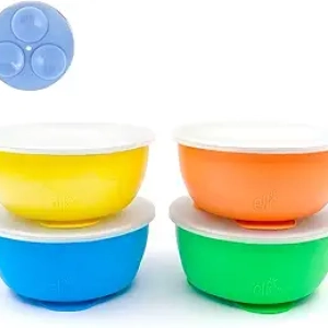 Bols Inox avec Ventouse pour Bébé et Enfant - Lot de 4 avec Couvercles