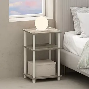 Table de nuit 3 étages Furinno Just - Rangement ouvert chêne/blanc