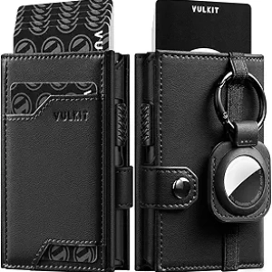 Portefeuille Airtag VULKIT - Cuir Homme avec Porte-Cartes Pop-up et Blocage RFID