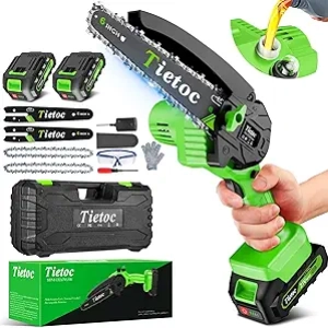 Tronçonneuse électrique mini 6 pouces - 2 batteries incluses | Outil jardinage