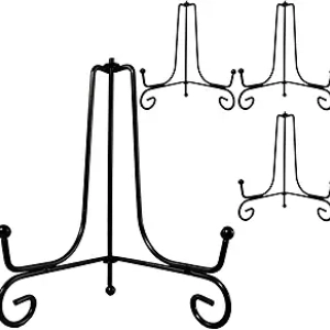 4 Chevalets de Présentation Noir 6 Pouces - Support d'Assiette Décoratif en Métal