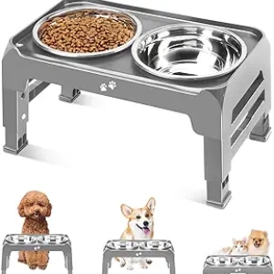 Gamelle Surélevée Chien Petite/Moyenne Taille - Hauteur Ajustable 3 Positions