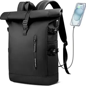 Sac à Dos Rolltop Étanche 15.6" avec Port USB - Voyage & Travail