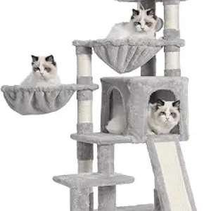 Arbre à Chat Gris GCT003SW - Tour avec Condos, Paniers et Griffoirs